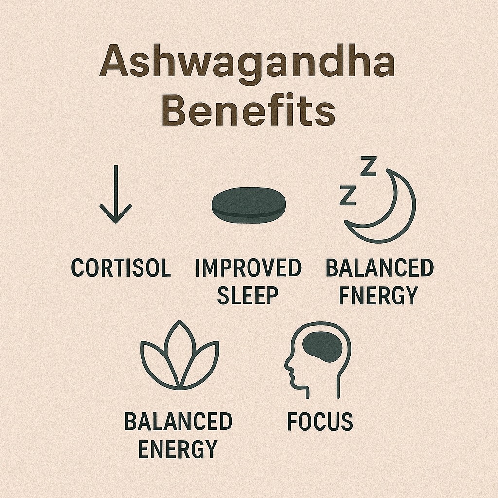 Adaptogenic herbs including Ashwagandha Adaptogens and herbs flat lay
